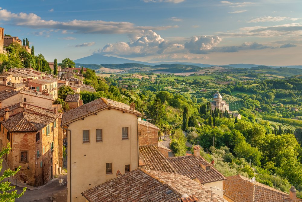 Landscape of the Tuscany seen from the walls of Montepulciano, one of the most scenic towns in Tuscany