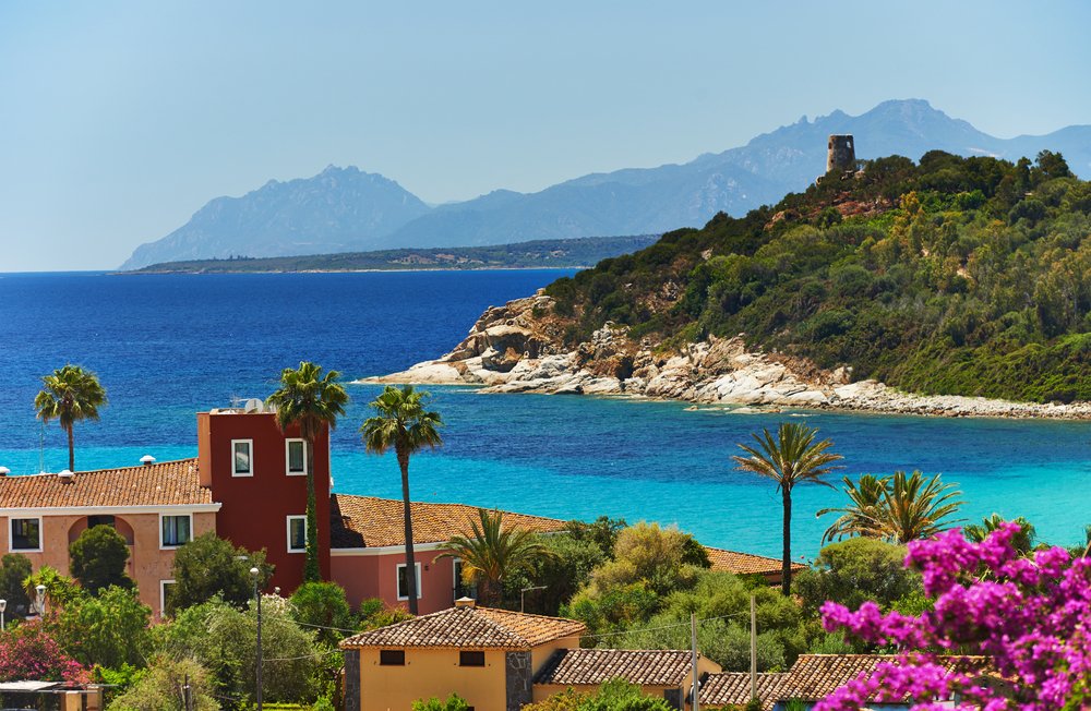 beautiful resort town of arbatax in sardinia with bue waters and stunning landscape and blue waters