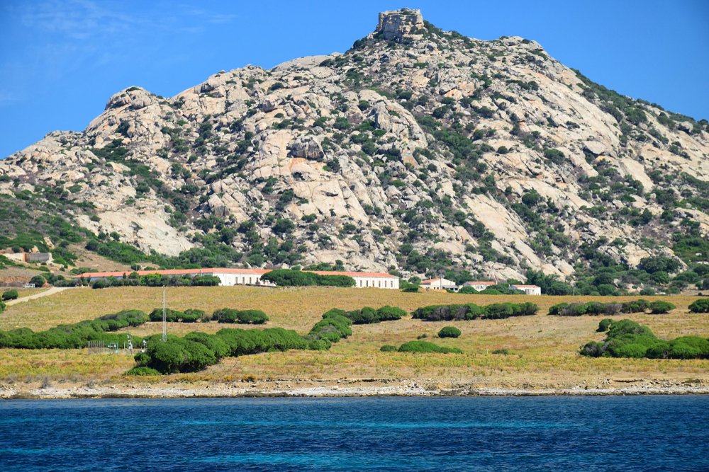 Landscape view of ancient jail constructions at Fornelli in the Asinara National Park