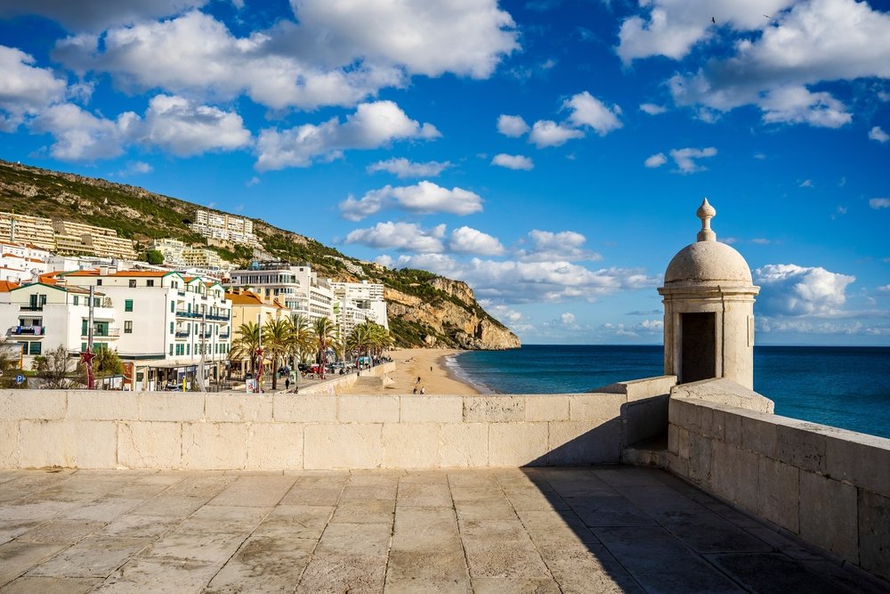 A view from Saint James  fortress to the town of Sesimbra
