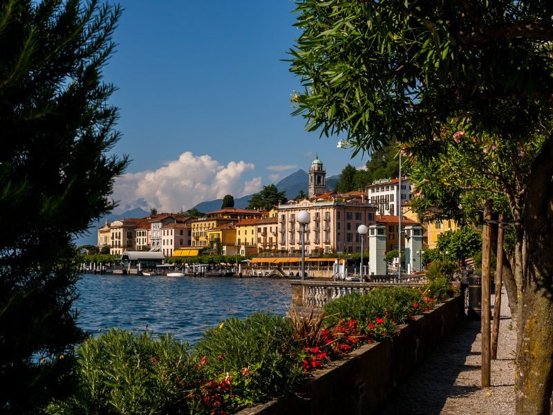 the charming lakeside promenade near the town of bellagio a famous lake como town