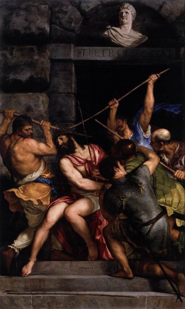 the famous painting by titian which once belonged in the building alongside the last supper but now is in the louvre after napoleon stole it