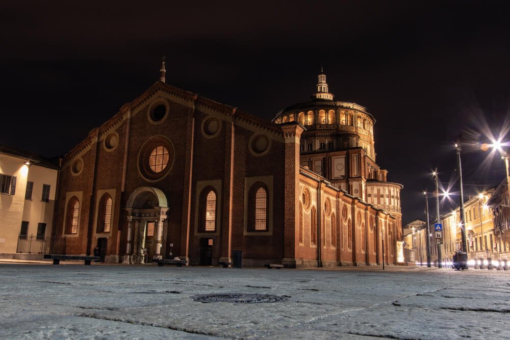 Night at the Santa Maria delle Grazie is a Dominican church and convent in Milan, a UNESCO World Heritage Site that is home to the last supper painting