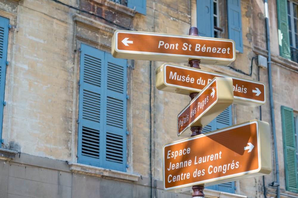 signpost showing different museums and landmarks of avignon