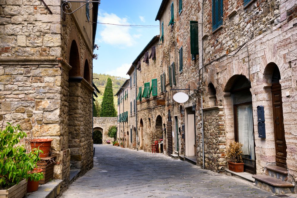 Medieval village of Suvereto in Tuscany not far from the coastline of Livorno, quiet streets and old buildings
