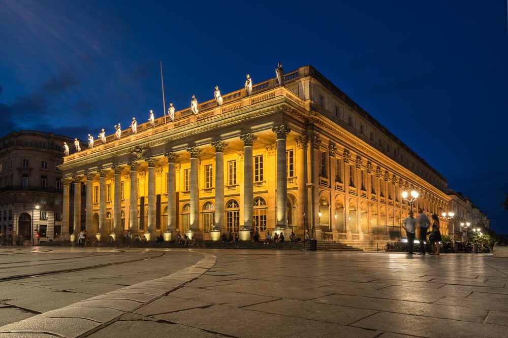 opera house at night in bordeaux