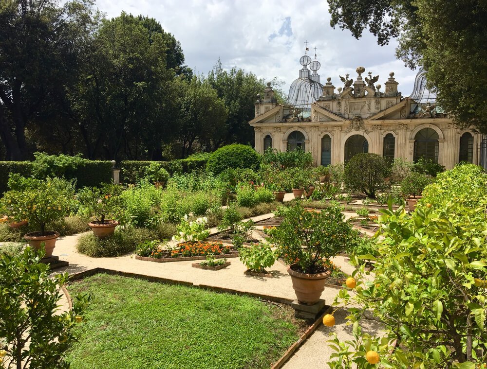 gardens in borghese gallery with fruit trees