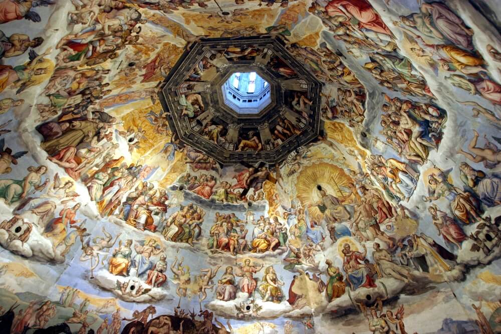 The duomo of Florence, Italy and the wonderful masterpiece of The Judgment Day, inside the famous Dome