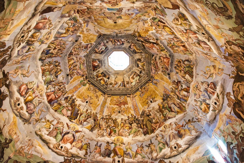 the interior of the bruneschelli dome with the painting of the last judgment inside of it