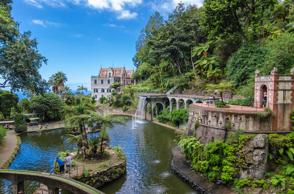 monte garden in madeira with beautiful landscape, ponds, and views