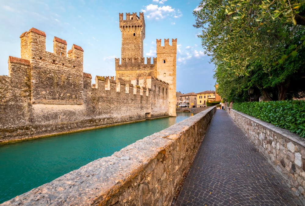 view of the castle in lake garda's sirmione town