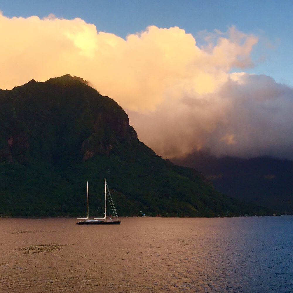 Sunset sailboat ride with Moorea in the background