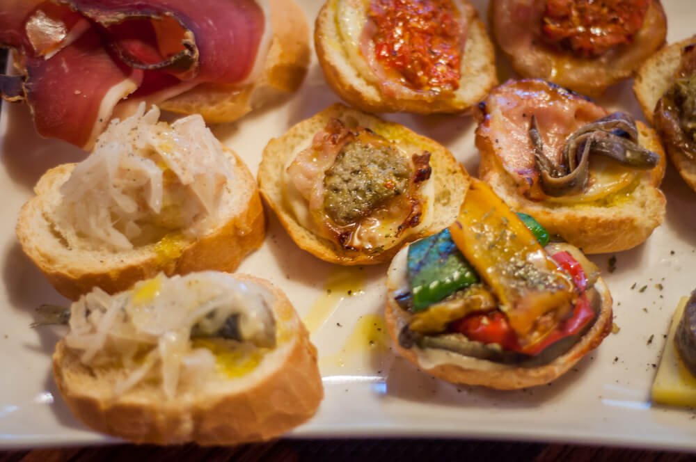 Cicchetti are small snacks served in traditional bars in Venice
