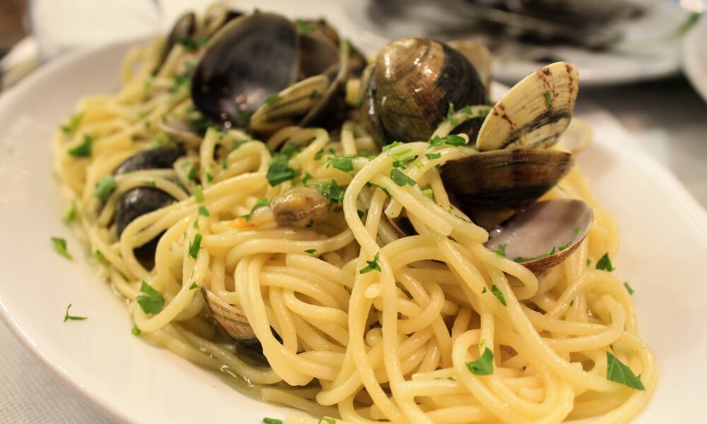 Pasta with clams a typical italian dish