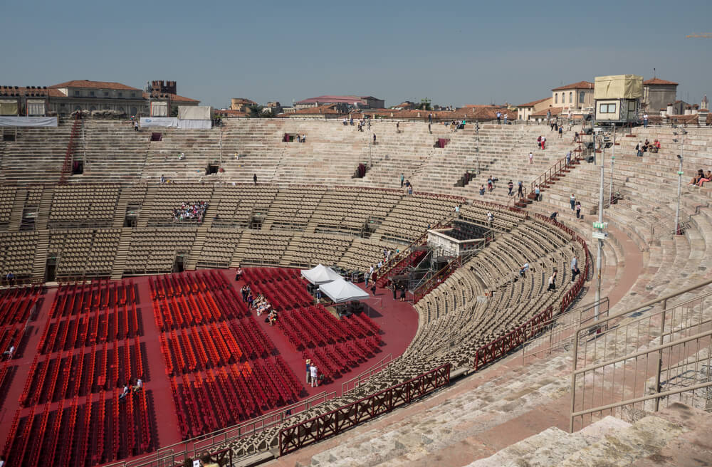 Inside the Arena di Verona, the second largest roman amphitheater in the world and famous for its opera performances
