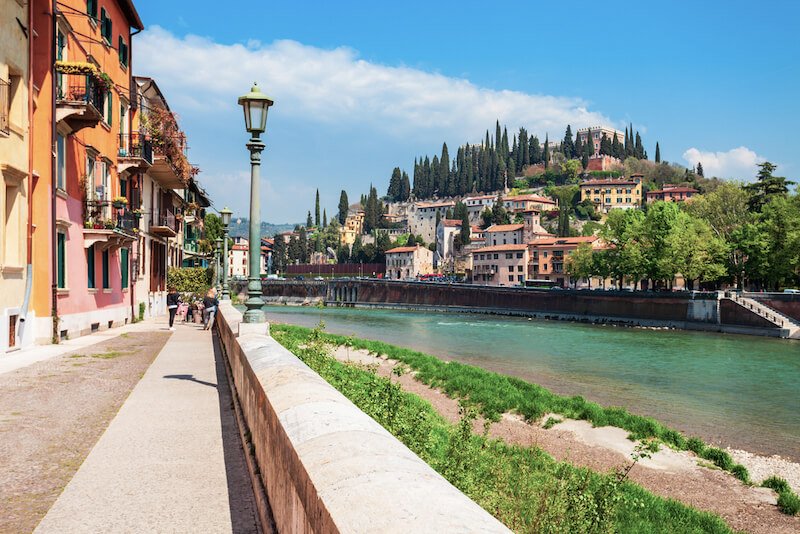 Verona. Facades of old houses.