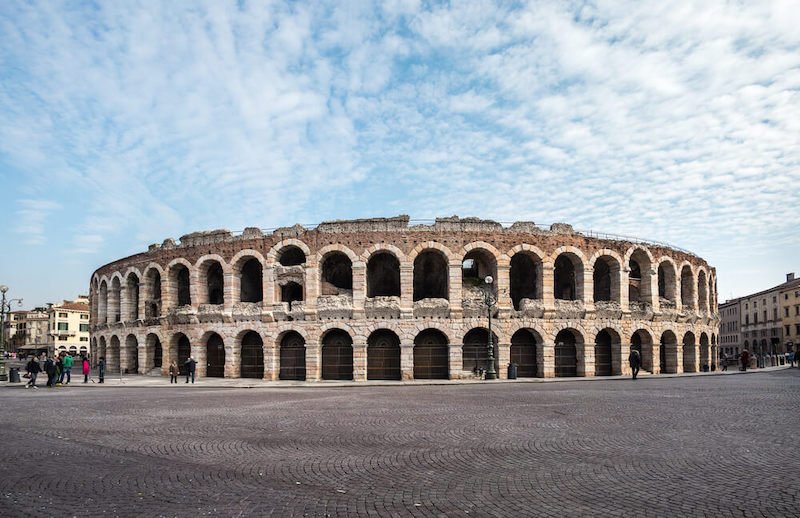 Panoramic view of Verona amphitheatre, completed in 30AD