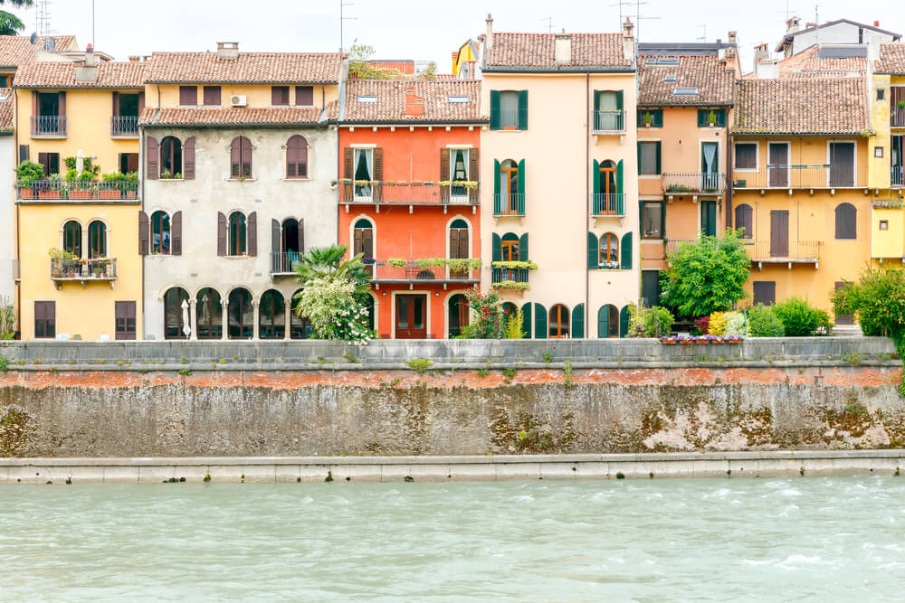 Verona. Facades of old houses.