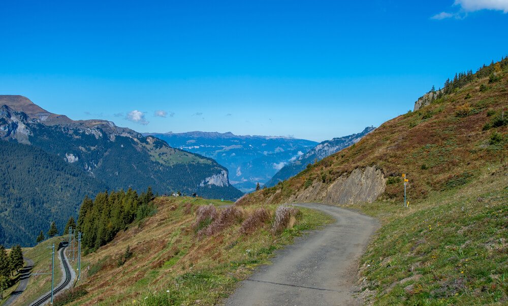 Hiking trail Grindelwald to Wengen at Jungfrau region, Switzerland.
