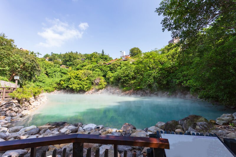 Hot spring water at Beitou Thermal Valley or Geothermal Valley, Taiwan