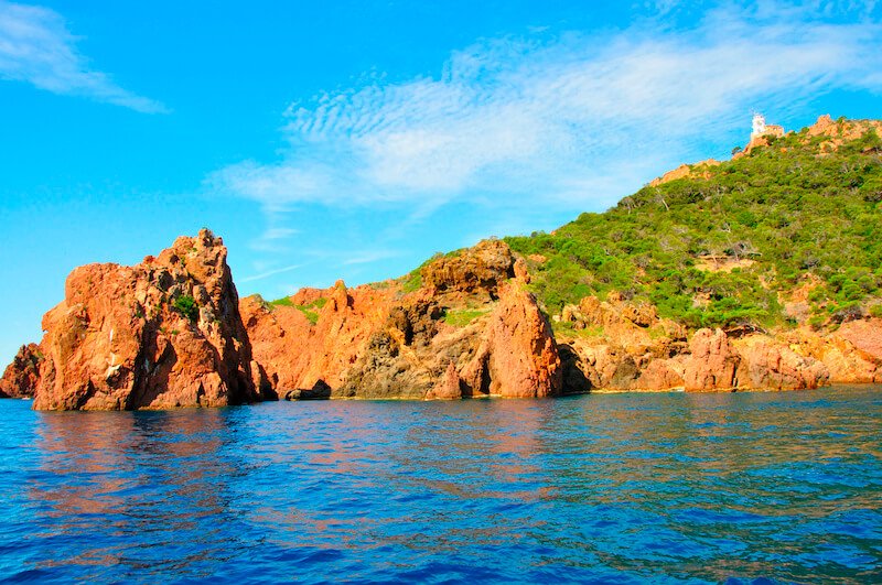 beautiful sunny day in cannes seeing the calanques of the esterel natural park