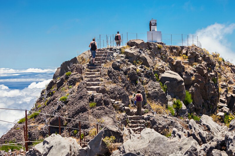 the top of pico ruivo, the summit of the mountains of madeira, at the highest point of the island