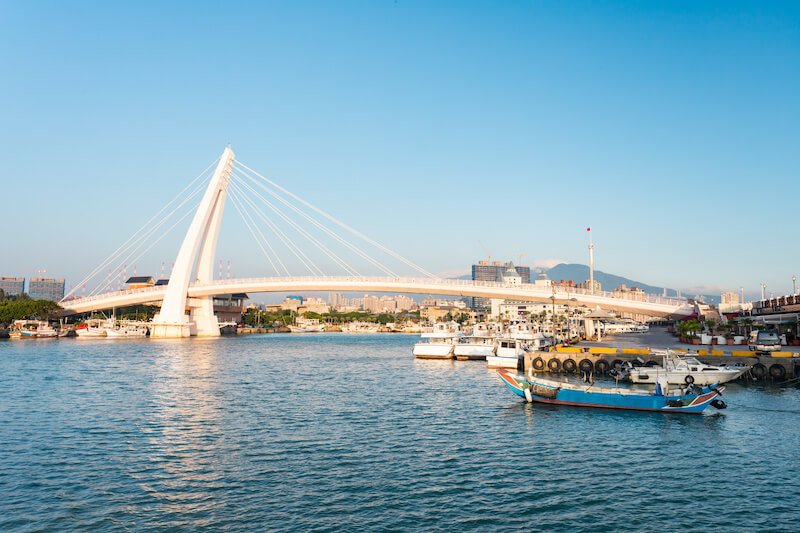 view of tamsui lovers bridge in the far reaches of taipei