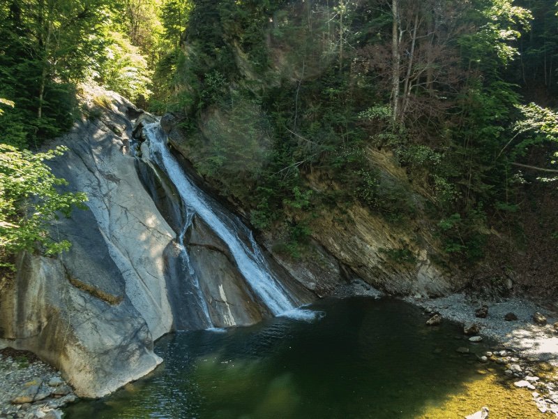 a beautiful waterfall feature in a gorge near fussen germany