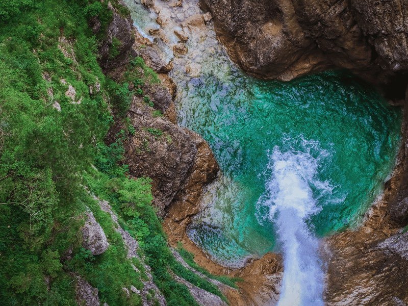 The cascade of Pollat Gorge that you can see from Marienbrucke looking down below