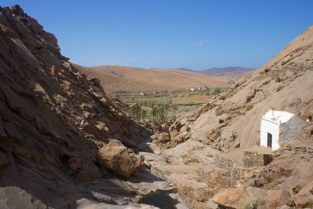 Las Peñitas gorge with vertical walls, Fuerteventura island, Canary islands, Spain
