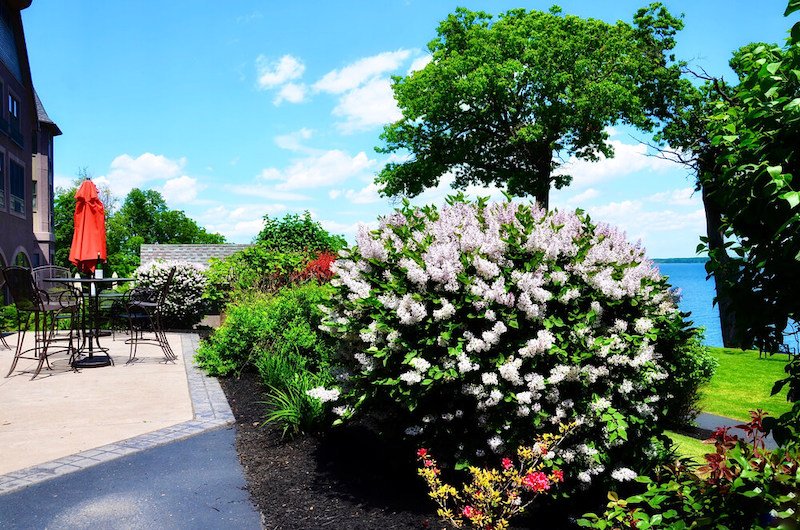 Courtyard garden of a winery on Seneca Lake, Geneva, New York