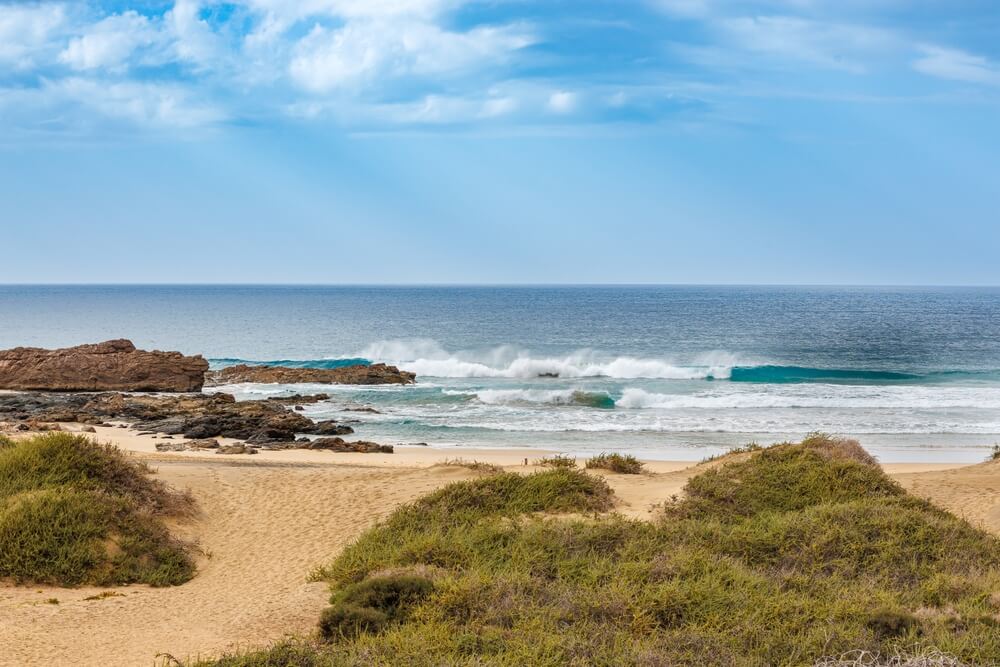 Beach Playa de Jarubio on the western island of Fuerteventura in the Canary Islands
