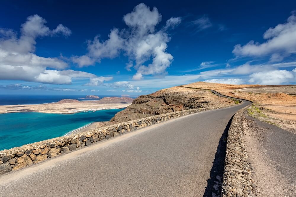 Lanzarote. Beach by the ocean. Landscapes of the Canary Islands. Traveling around the Canary Islands. Travel photography. Holiday atmosphere.