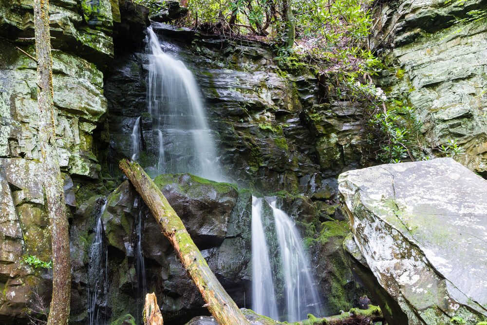A view of the lovely Baskin Falls in The Great Smoky Mountains after a short hike