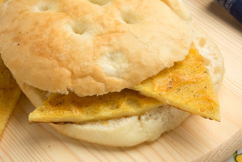 Typical Italian chickpea pancake, a rustic cake, served with focaccia