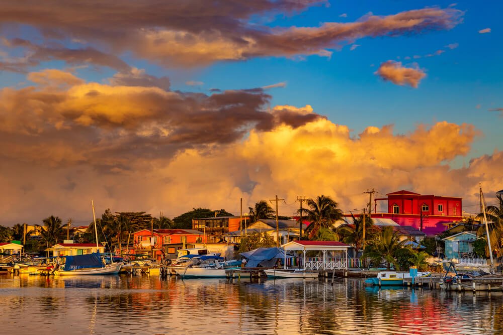 sunset view on san pedro island in belize