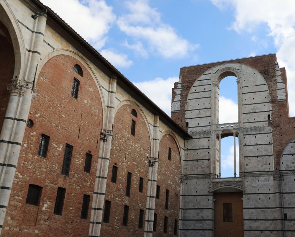 Facciatone or the unfinished facade, where you can get a good view of Siena, now an open theater-style facade