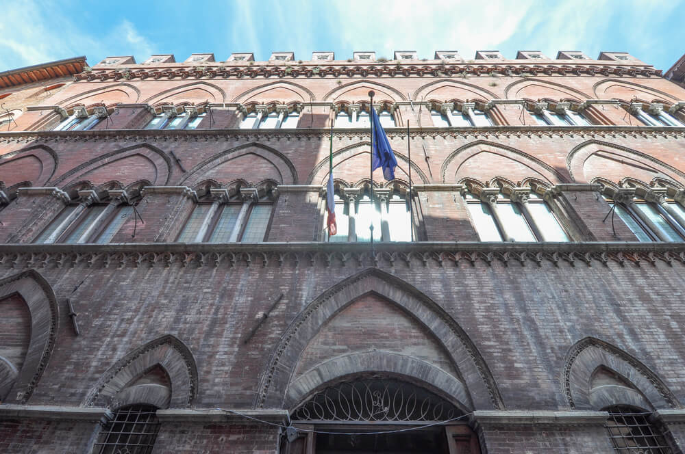 The art gallery called the Pinacoteca nazionale in Siena, with view of the facade
