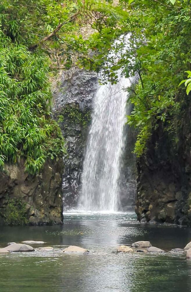 the end of the hike of lavena coastal walk, the wainibau falls