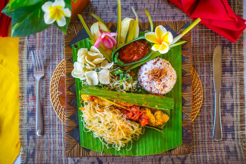 food at a balinese cafe with beautiful portions