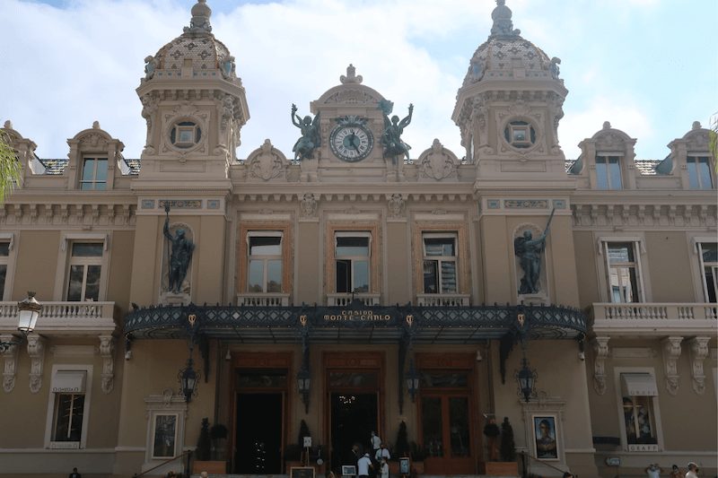 The ornate architecture of the popular Monte Carlo Casino which is one of the most famous landmarks in Monaco