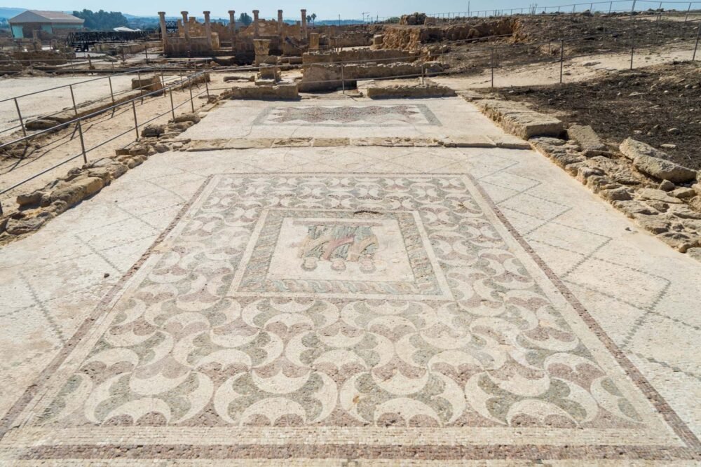 One of the beautiful ancient ruins on the island of Paphos with no visitors ruining the photo or the ambiance in the winter at this warm European getaway for January