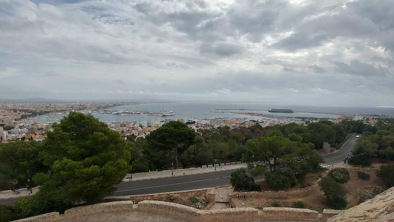 View from above Palma from the Bellyer castle area on an overcast day in january