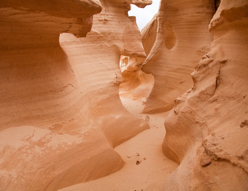 A hike in a beautiful desert area of Fuerteventura, in the ravine called barranco de los enamorados around Lajares
