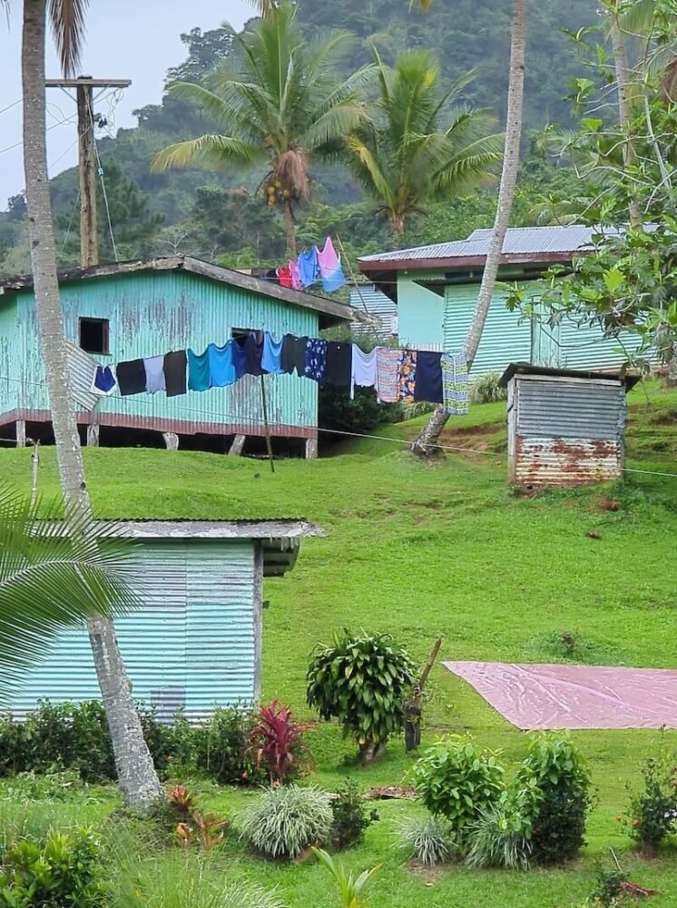 The village of Nabalasere where you start your trek to see the beautiful waterfall in Fiji 