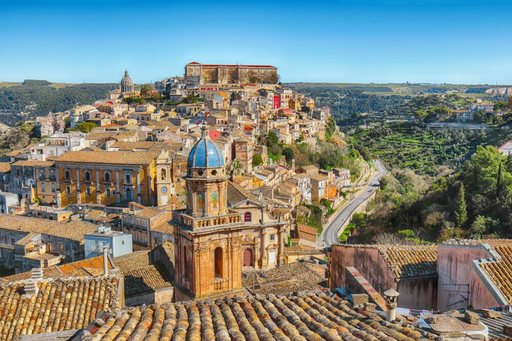 Views of the old baroque town of Ragusa Ibla in Sicily, built in the historical style after an earthquake ruined much of the city