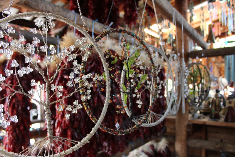 Local wares for sale at a Sedona christmas market style event with beautiful handcrafted ornaments