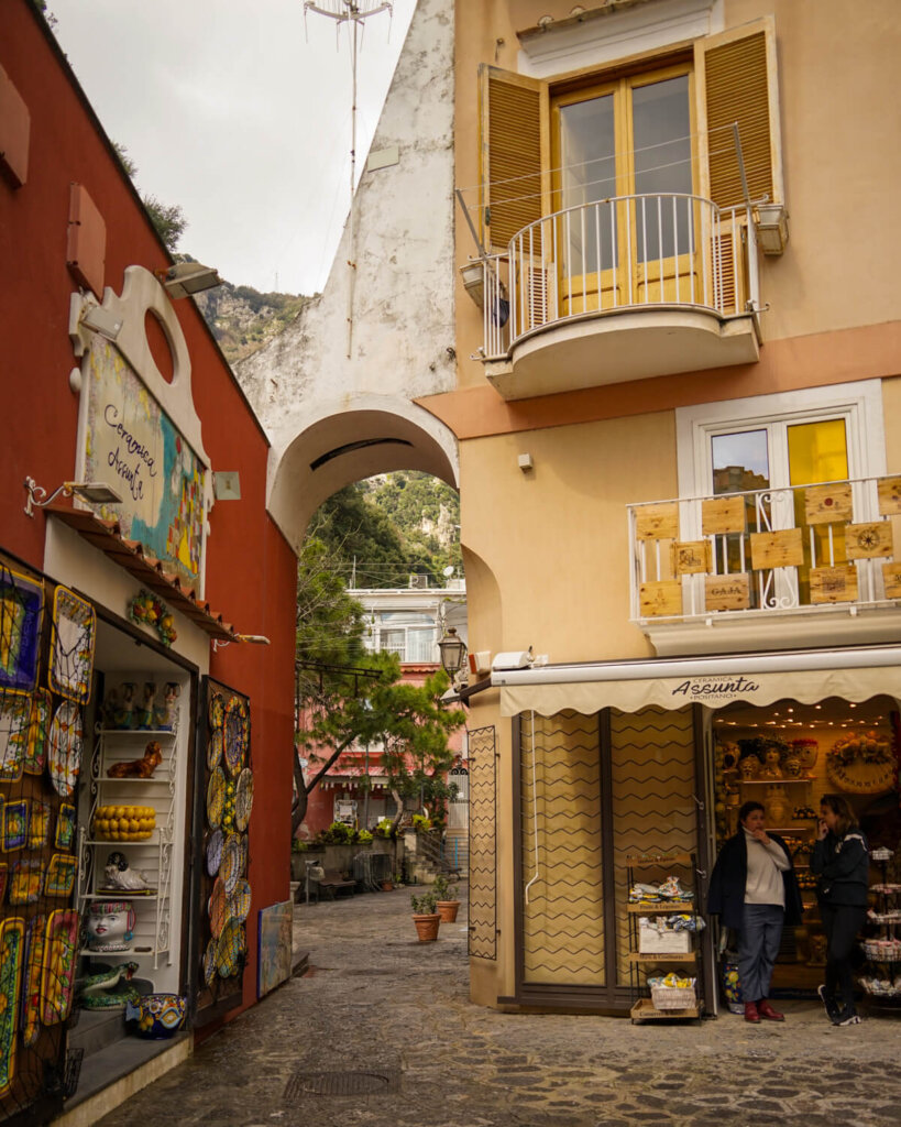Beautiful street and archway in Positano center