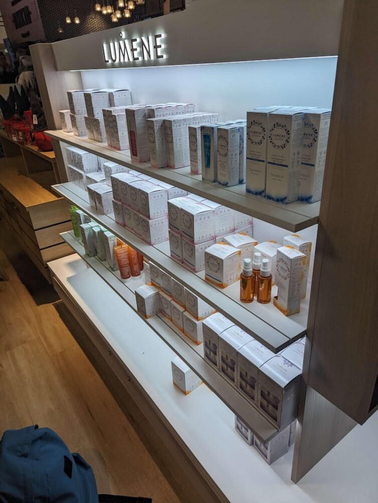a stand for lumene skincare, a finnish skin and beauty brand, with arctic skincare ingredients