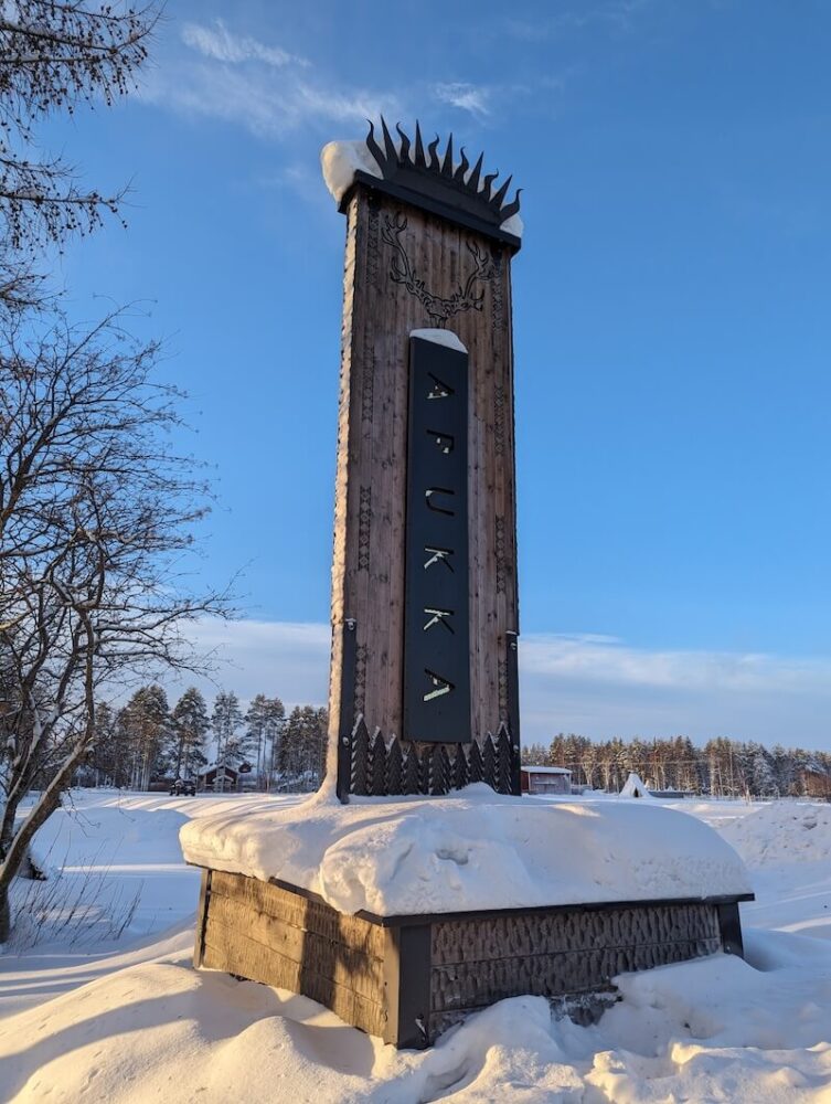 The sign at Apukka resort for dog sledding